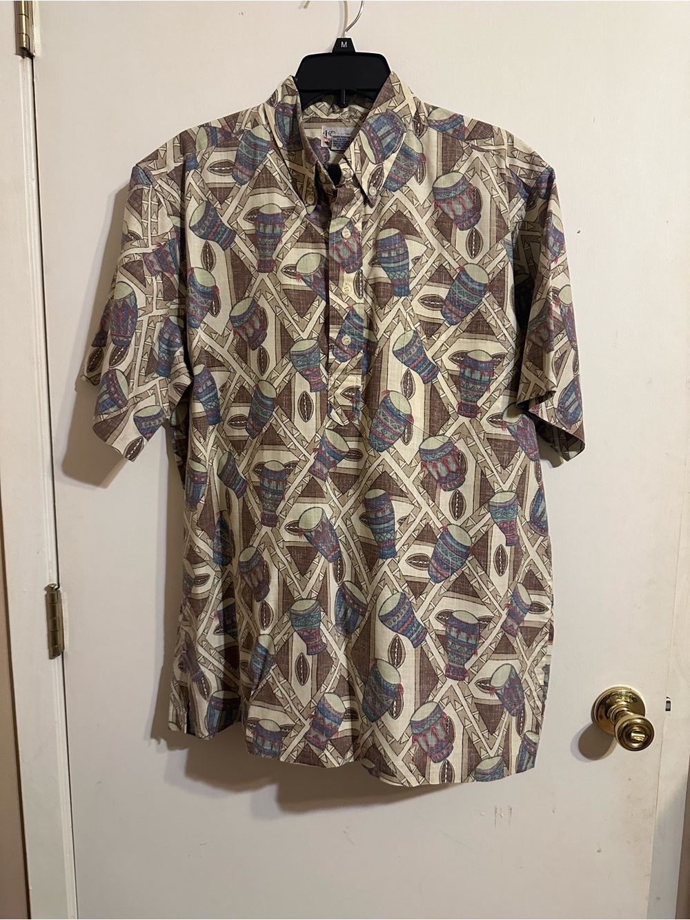 reyn spooner Beige Brown Blue Short-Sleeve Button-Down Shirt